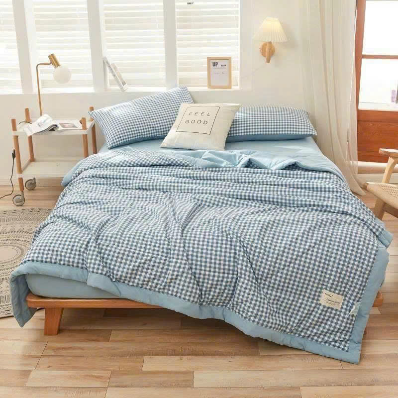 Bộ cotton đũi kẻ 4 món