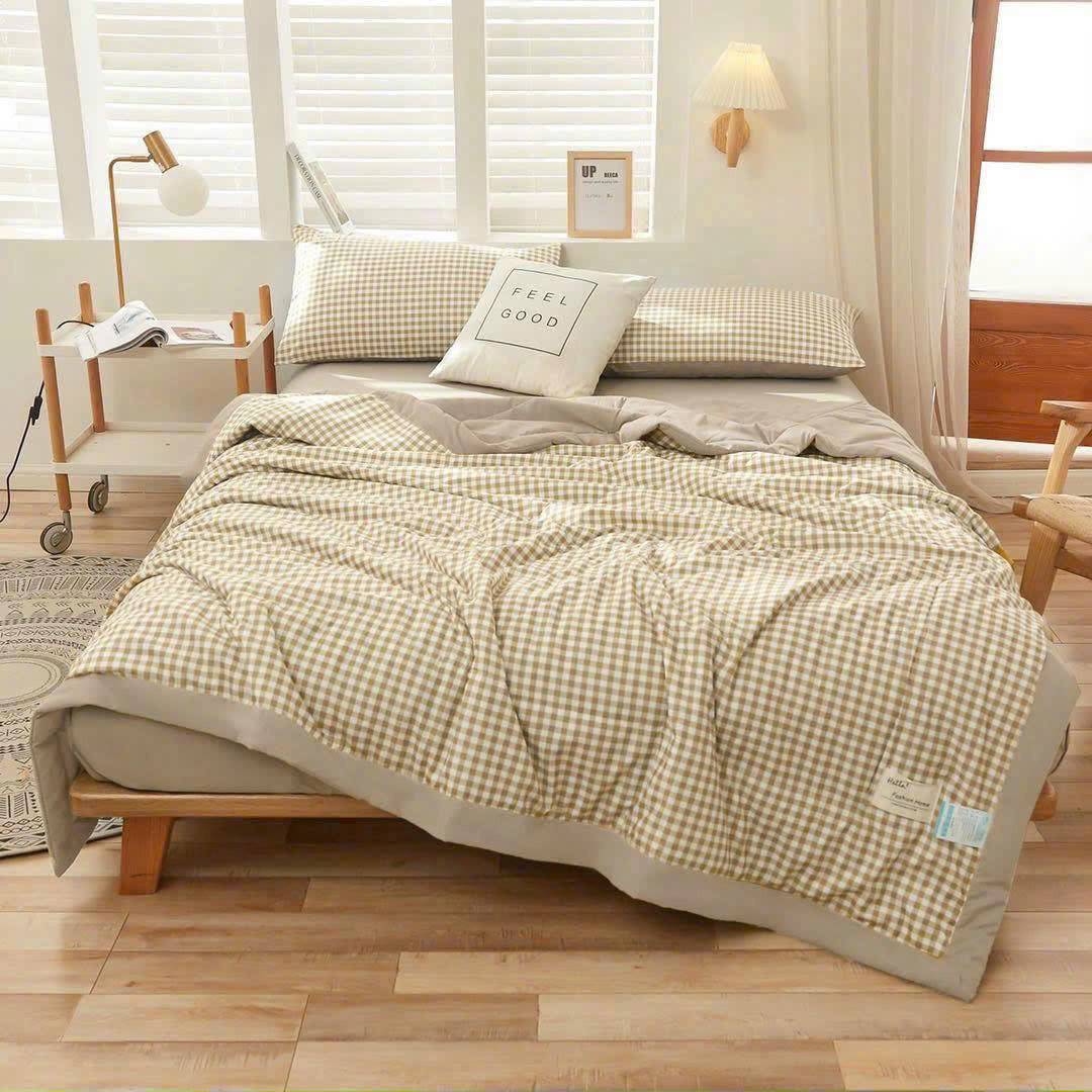 Bộ cotton đũi kẻ 4 món
