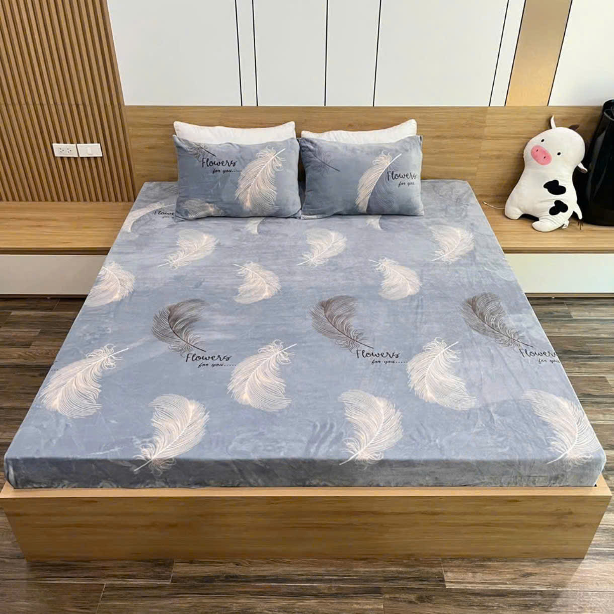 Ga gối nỉ nhung 3D họa tiết siêu ấm không rụng lông, không phai màu