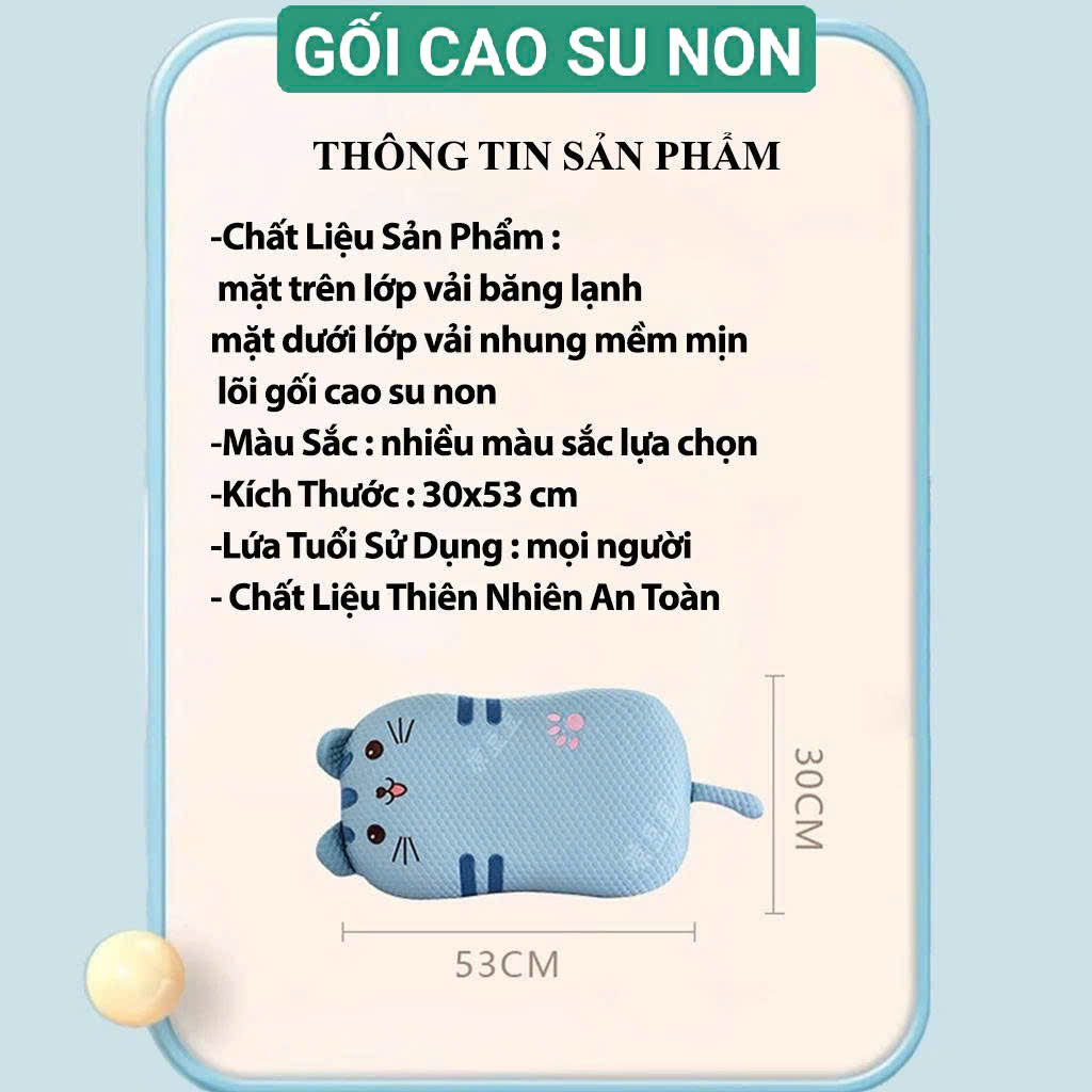 Gối Cao Su Non Băng Lạnh Bụng Mèo Họa Tiết Đáng Yêu Chất Liệu Mát Mịn Êm Ái Cao Cấp Kích Thước 35x55cm