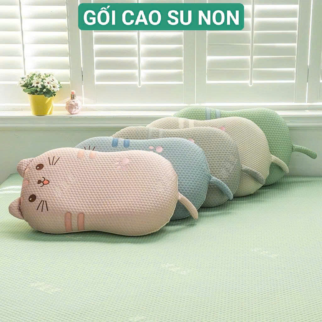 Gối Cao Su Non Băng Lạnh Bụng Mèo Họa Tiết Đáng Yêu Chất Liệu Mát Mịn Êm Ái Cao Cấp Kích Thước 35x55cm
