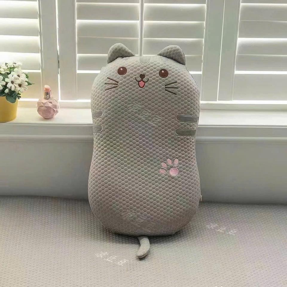 Gối Cao Su Non Băng Lạnh Bụng Mèo Họa Tiết Đáng Yêu Chất Liệu Mát Mịn Êm Ái Cao Cấp Kích Thước 35x55cm