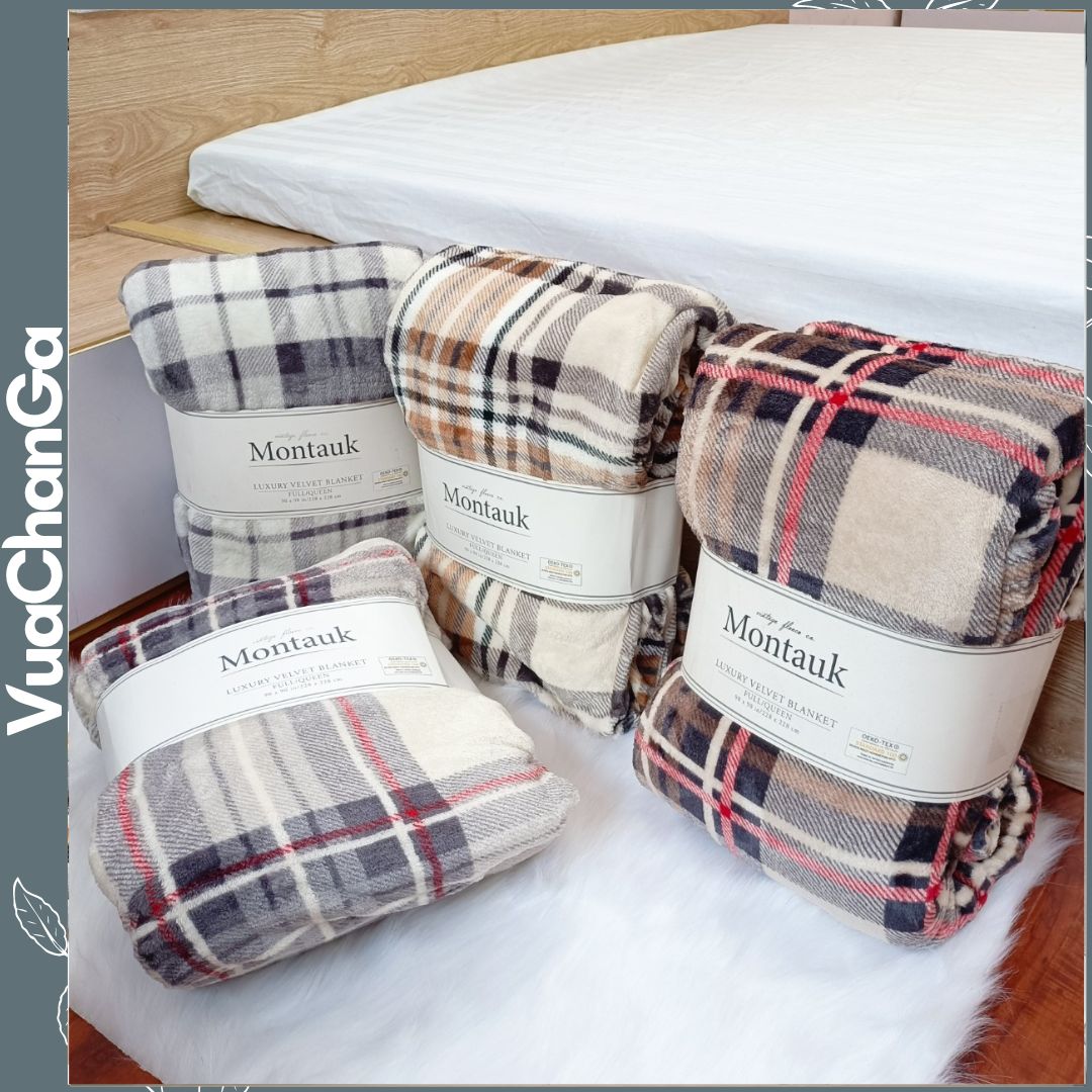 [Chăn Mỹ] Chăn lông thỏ Blanket Montauk Luxury Siêu Mềm, Không Rụng Lông, Khổ Rộng Châu Âu 228x228cm