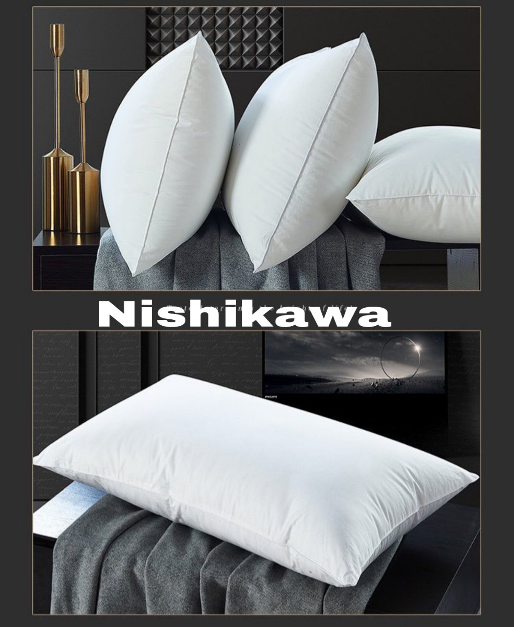 [Chính hãng Nishikawa] Gối Đầu Nishikawa Bông tinh khiết Microfiber Cao Cấp Trắng Êm Ái Thoáng Mát VuaChanGa