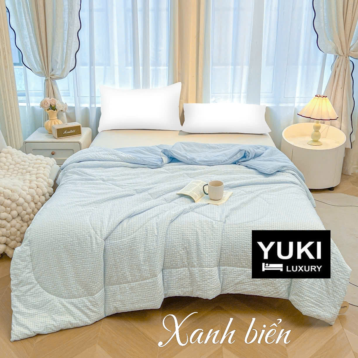 Chăn hè Cotton Seersucker Caro Siêu thoáng Mềm Nhẹ