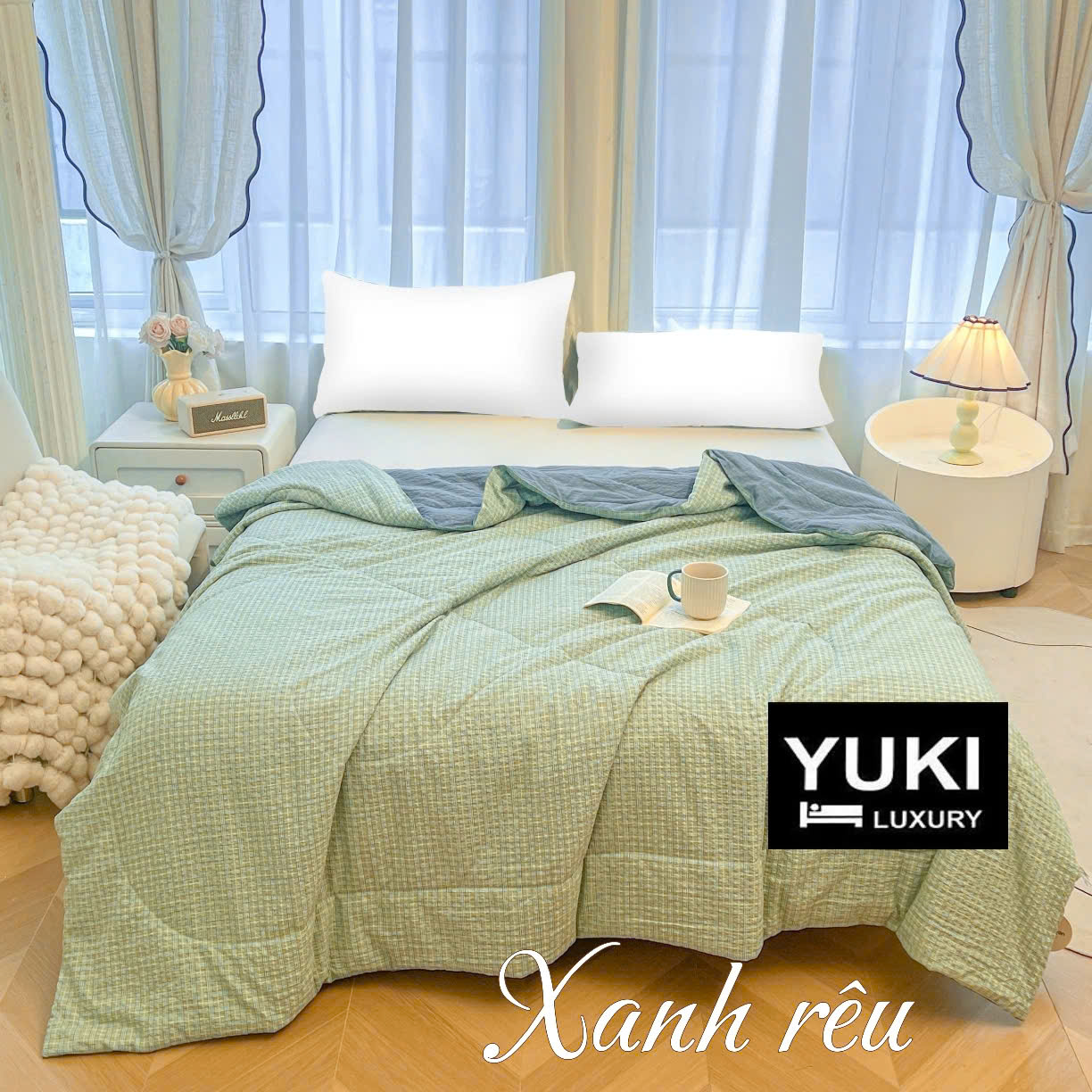 Chăn hè Cotton Seersucker Caro Siêu thoáng Mềm Nhẹ