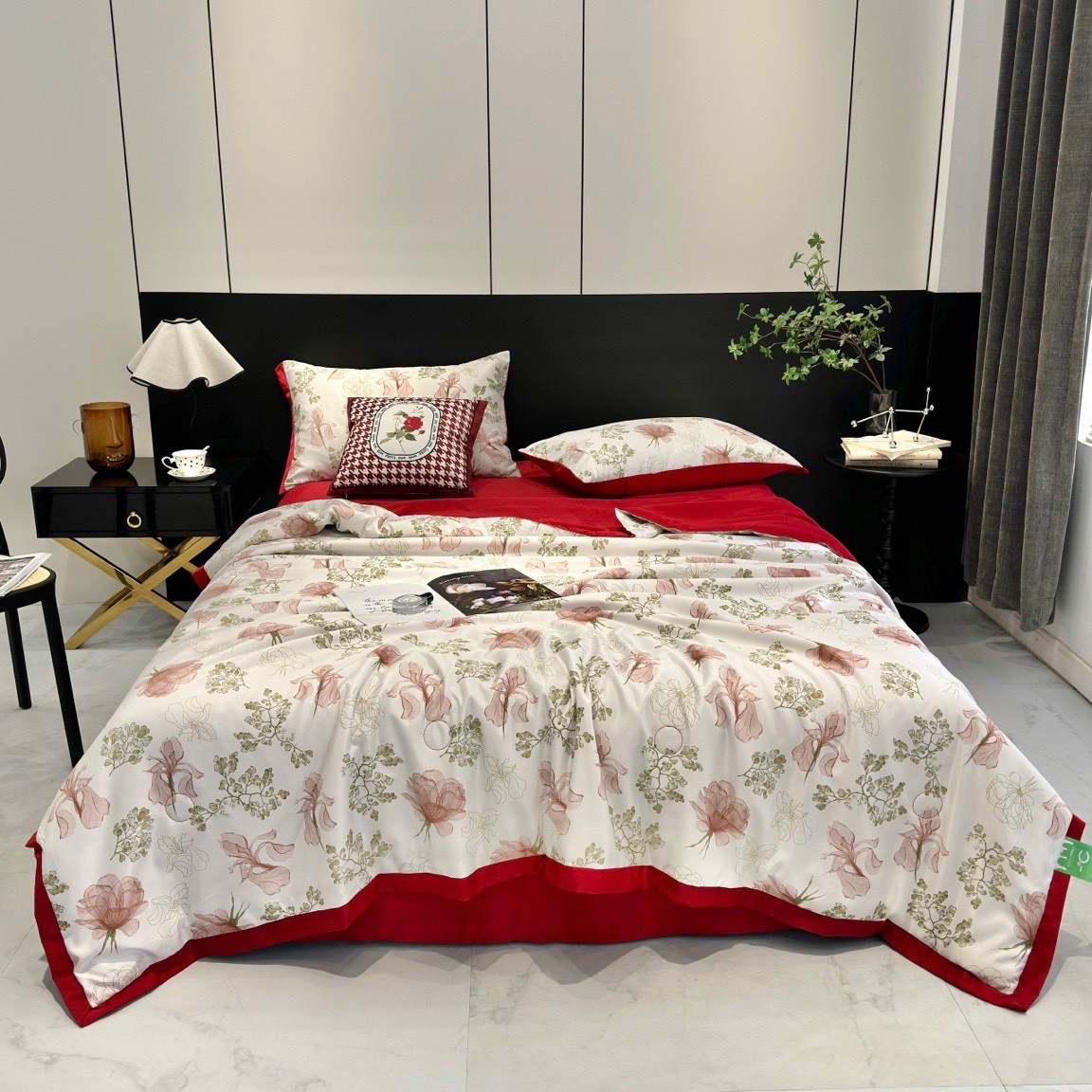Bộ chăn ga gối lụa thái 40s