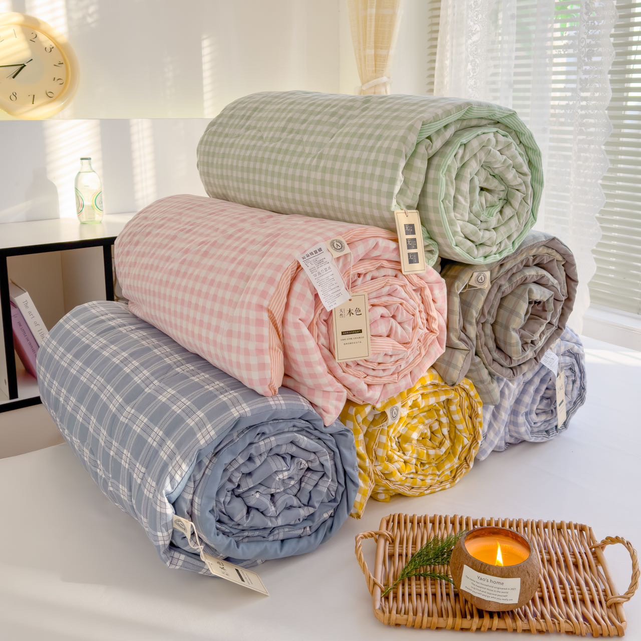 Chăn đũi Kẻ Muji phong cách Nhật bản Siêu Mềm Mát Phân phối bởi Vua Chăn Ga