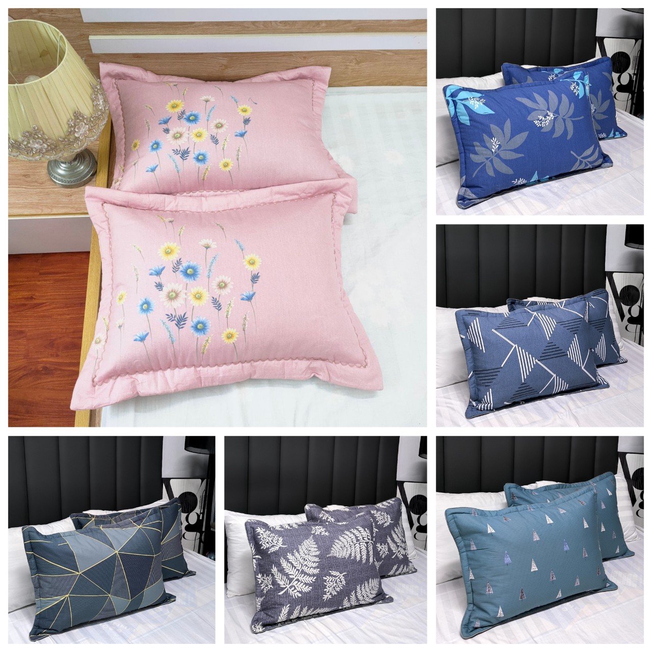 Vỏ gối cottton 100% có khóa kéo