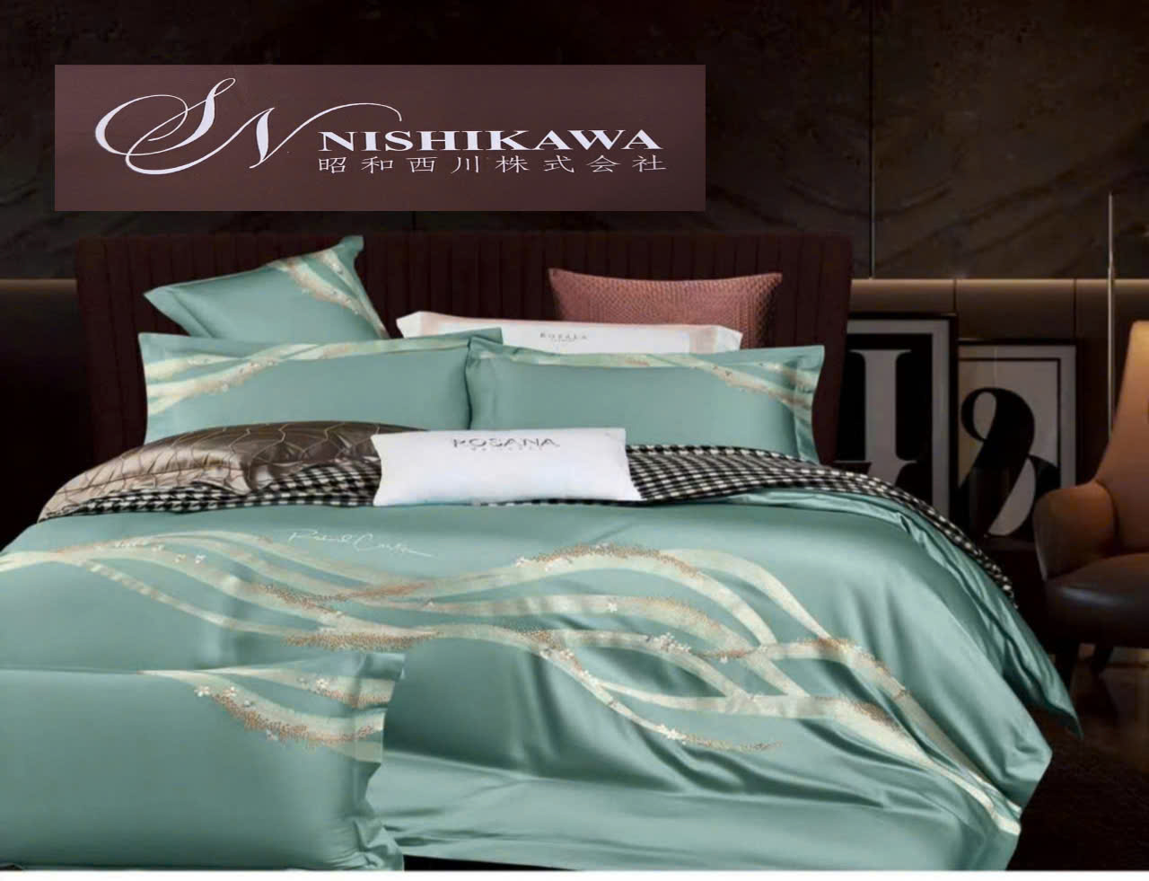 [Tencel Nishikawa] Bộ Chăn Ga Gối Lụa Tencel 120s  Nhật Bản 7 món Siêu Cấp Thêu Vi Tính