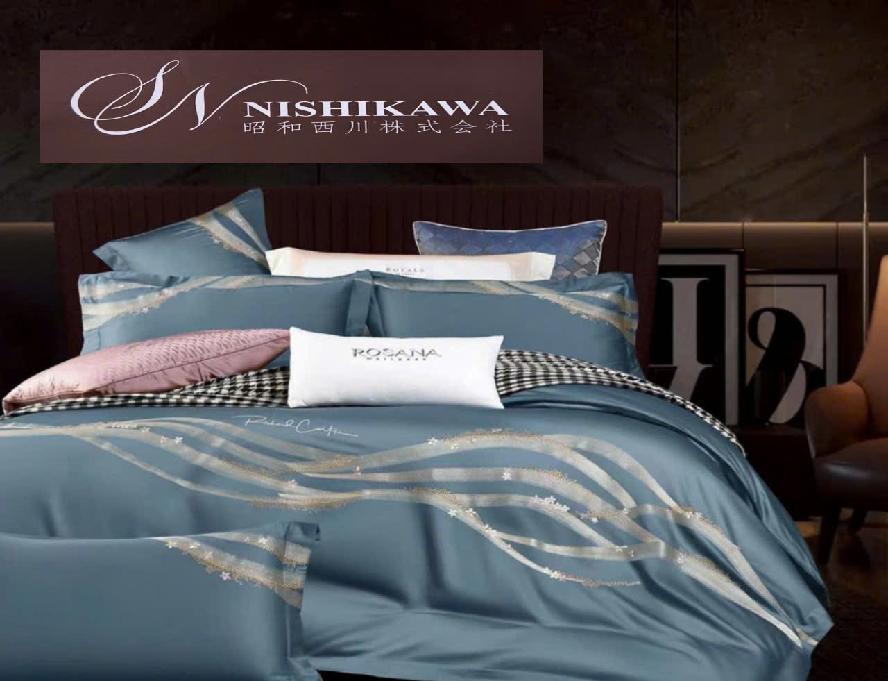 [Tencel Nishikawa] Bộ Chăn Ga Gối Lụa Tencel 120s  Nhật Bản 7 món Siêu Cấp Thêu Vi Tính