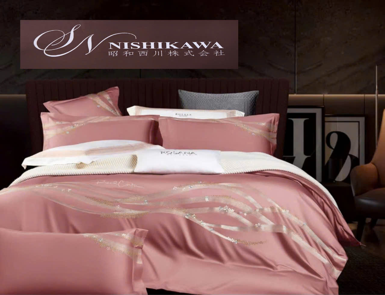 [Tencel Nishikawa] Bộ Chăn Ga Gối Lụa Tencel 120s  Nhật Bản 7 món Siêu Cấp Thêu Vi Tính