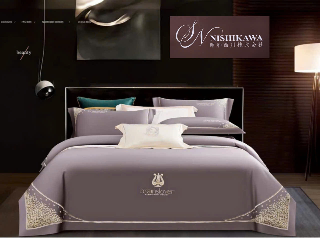 [Tencel Nishikawa] Bộ Chăn Ga Gối Lụa Tencel 120s  Nhật Bản 7 món Siêu Cấp Thêu Vi Tính