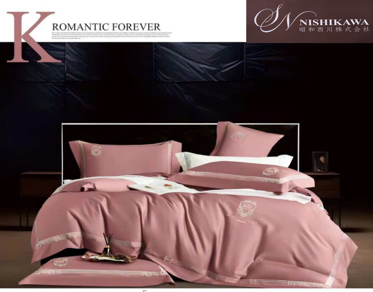[Tencel Nishikawa] Bộ Chăn Ga Gối Lụa Tencel 120s  Nhật Bản 7 món Siêu Cấp Thêu Vi Tính