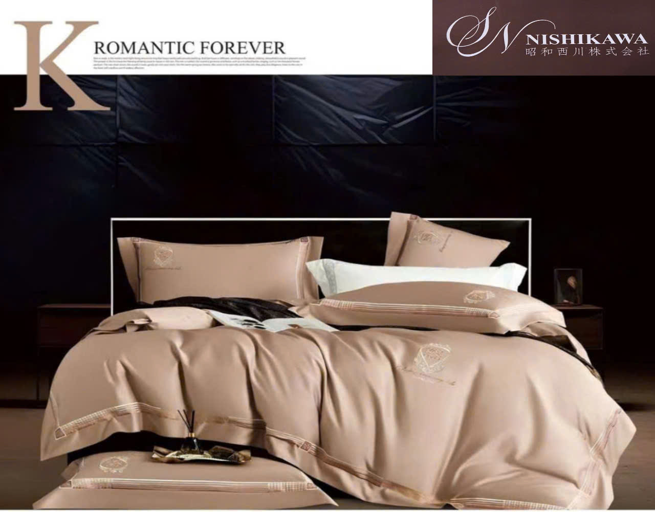 [Tencel Nishikawa] Bộ Chăn Ga Gối Lụa Tencel 120s  Nhật Bản 7 món Siêu Cấp Thêu Vi Tính