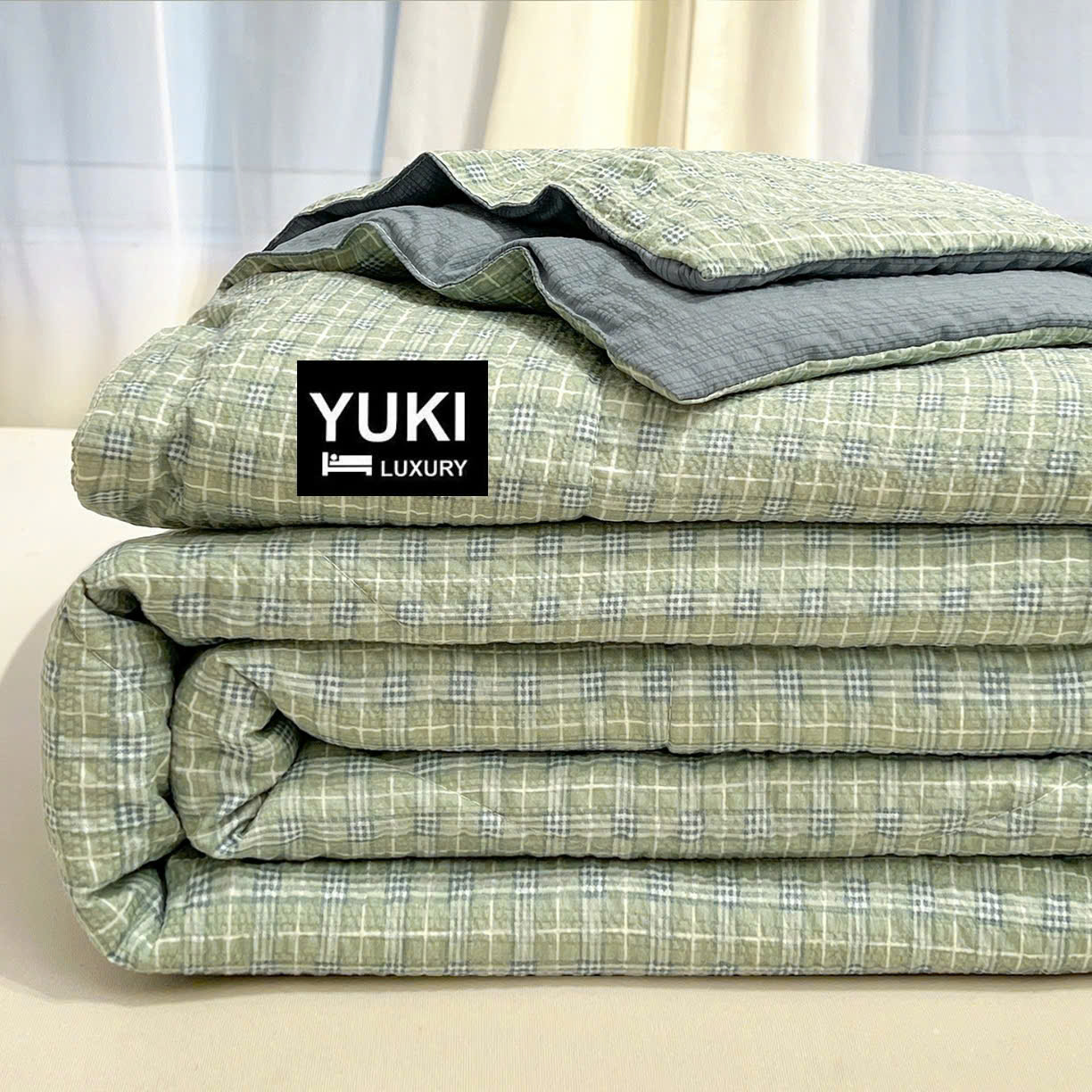 Chăn hè Cotton Seersucker Caro Siêu thoáng Mềm Nhẹ