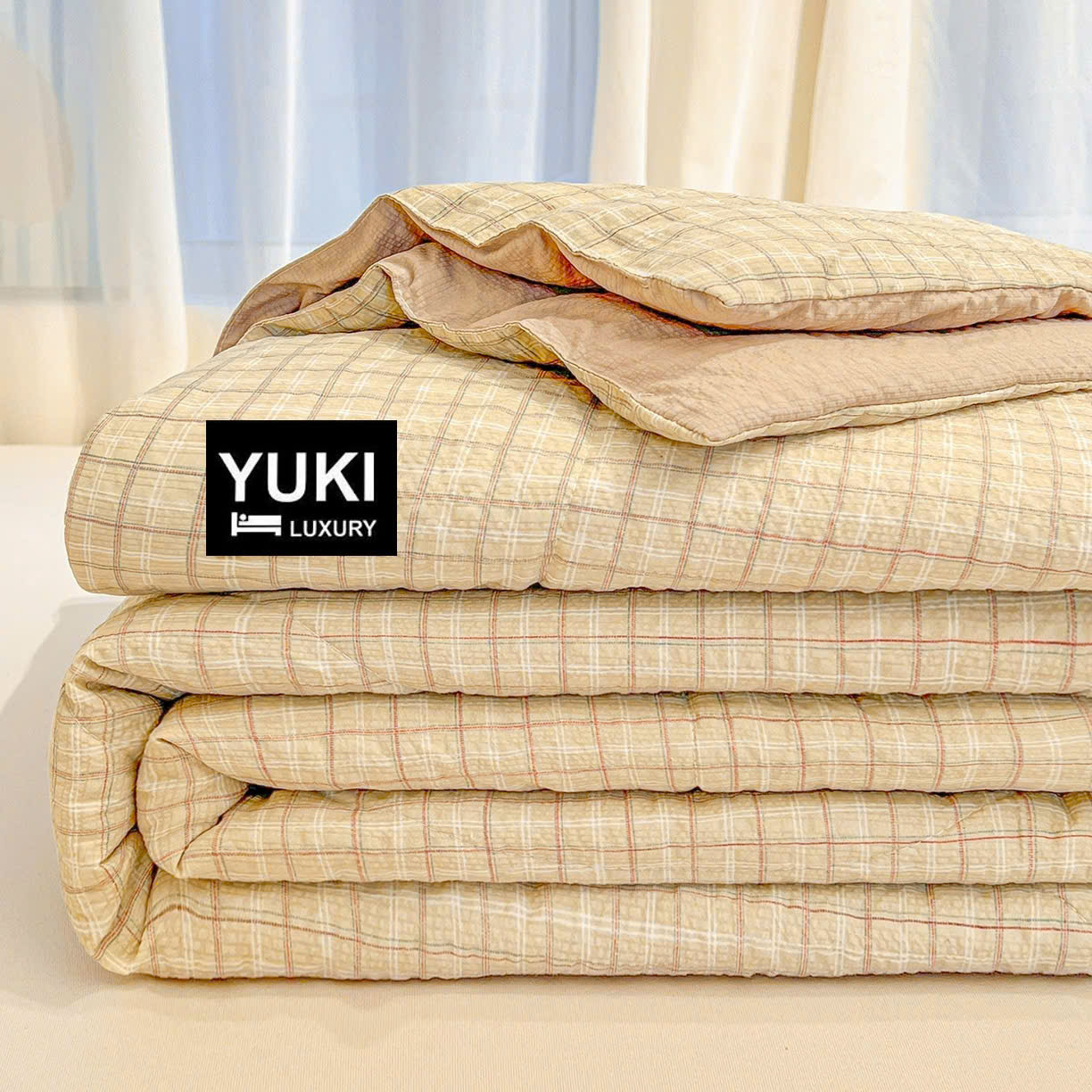 Chăn hè Cotton Seersucker Caro Siêu thoáng Mềm Nhẹ