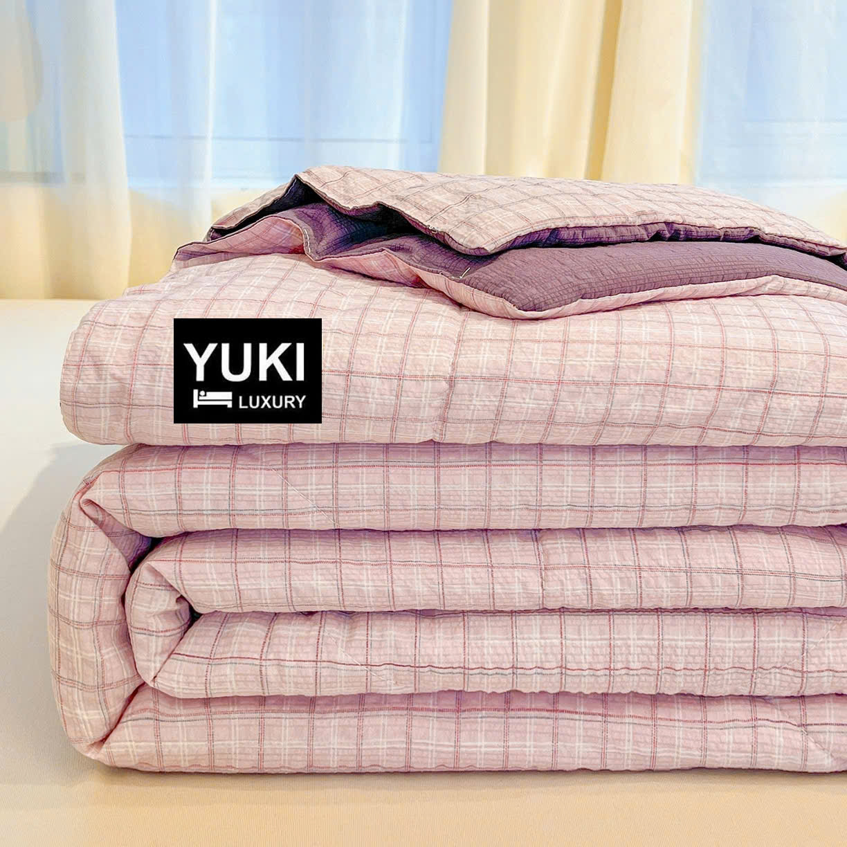 Chăn hè Cotton Seersucker Caro Siêu thoáng Mềm Nhẹ