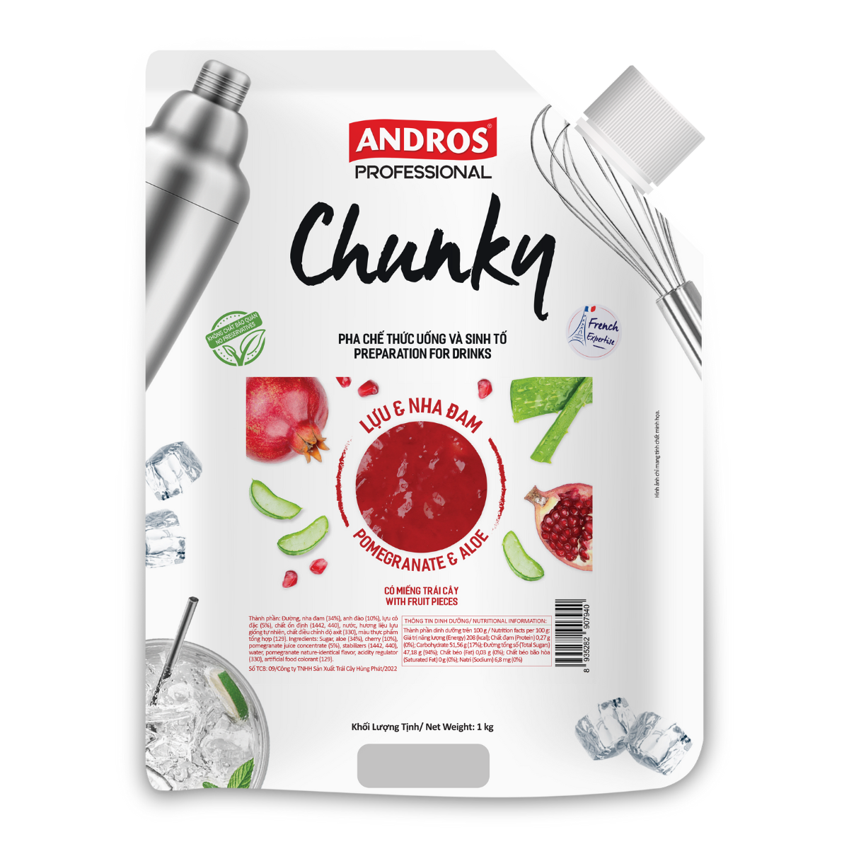 Mứt Chunky Lựu Và Nha Đam 1kg - Thùng 8 túi