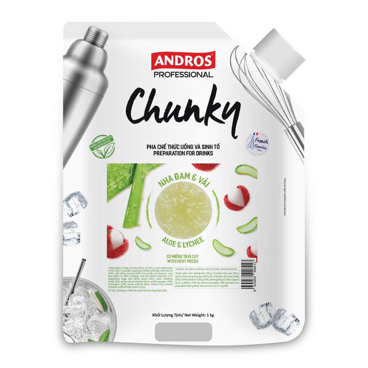 Mứt Chunky Vải Và Nha Đam 1kg - Thùng 8 túi