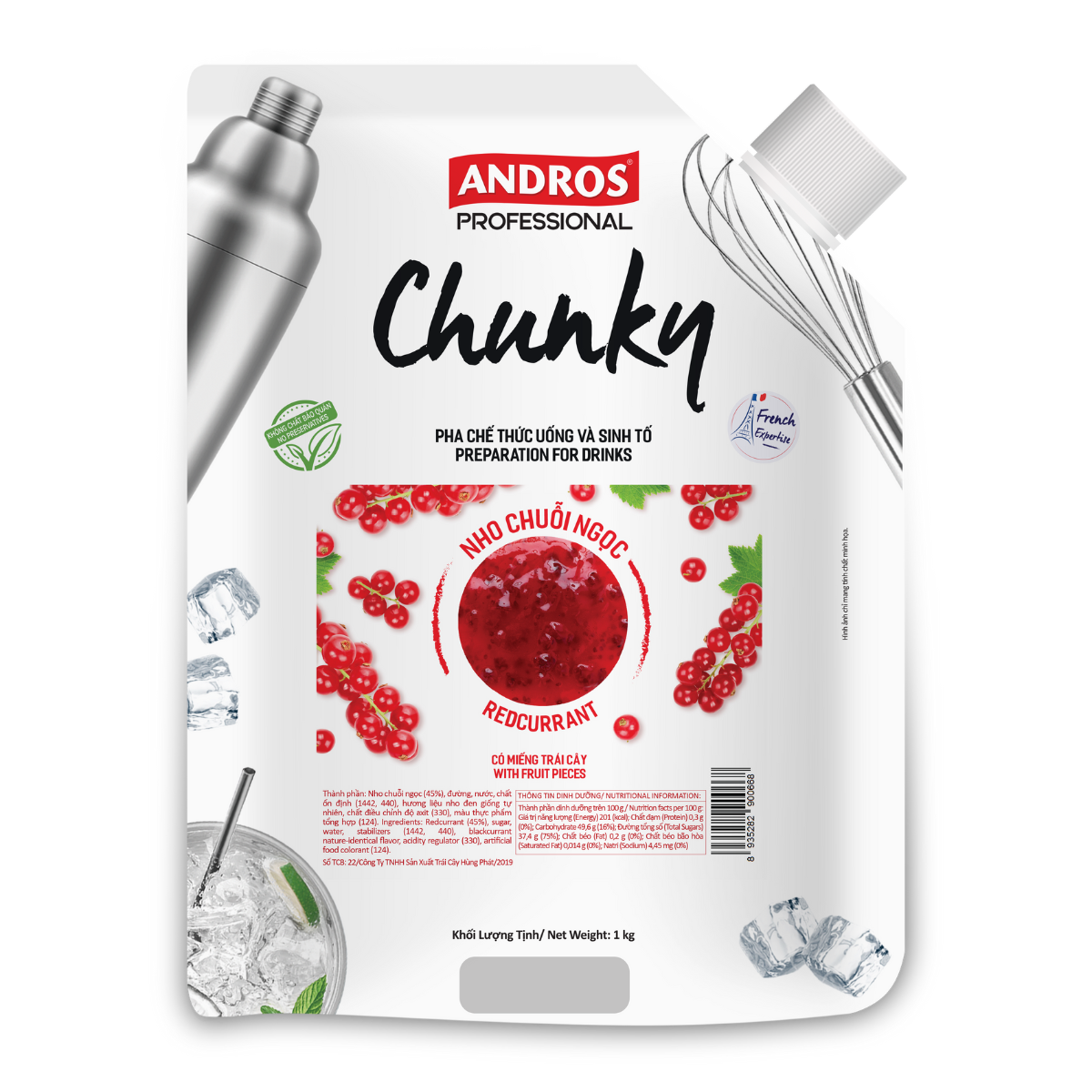 Mứt Chunky Nho Chuỗi Ngọc 1kg - Thùng 8 túi