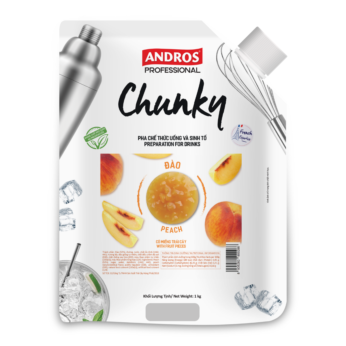 Mứt Chunky Đào 1kg - Thùng 8 túi