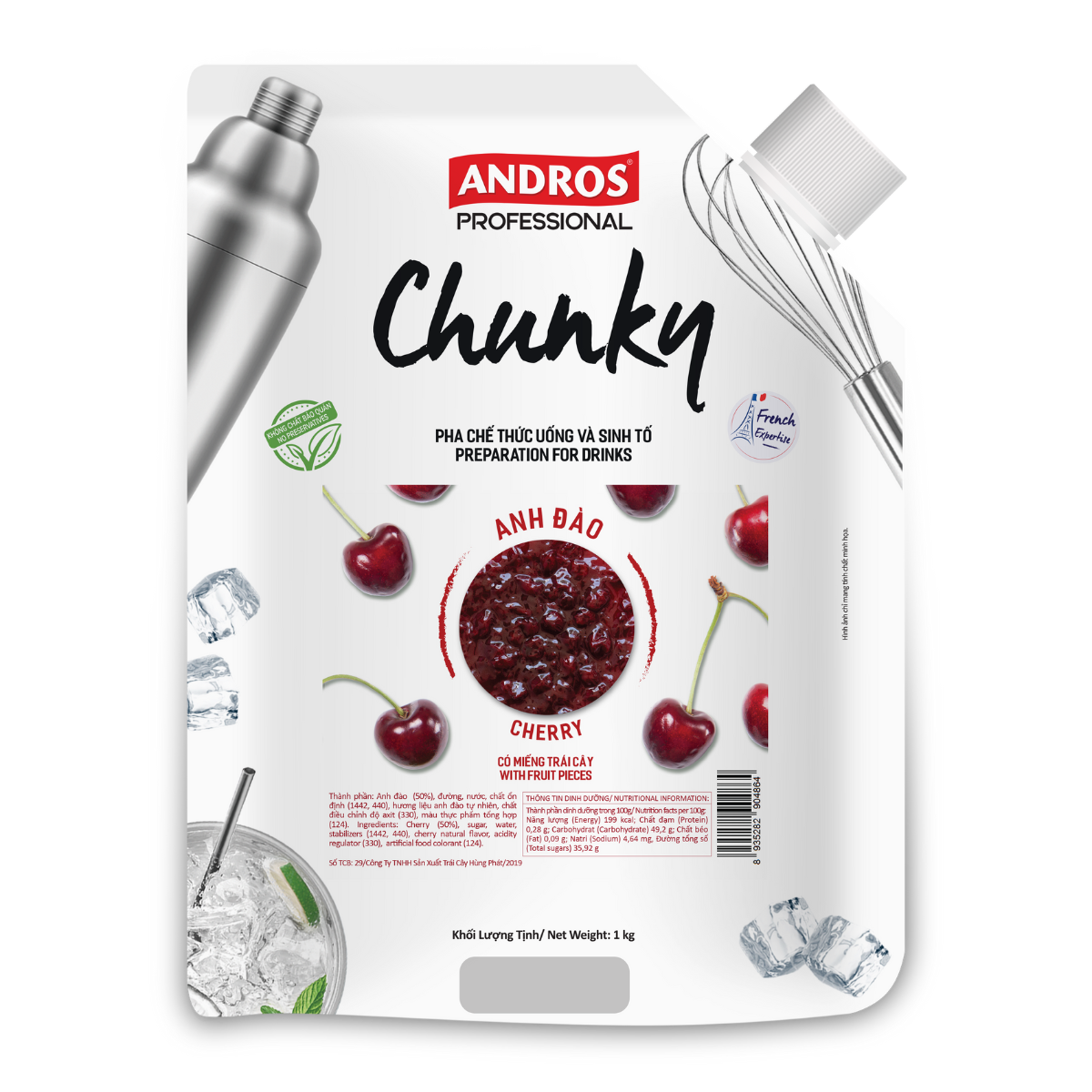 Mứt Chunky Cherry (Anh Đào) túi 1kg - Thùng 8 túi