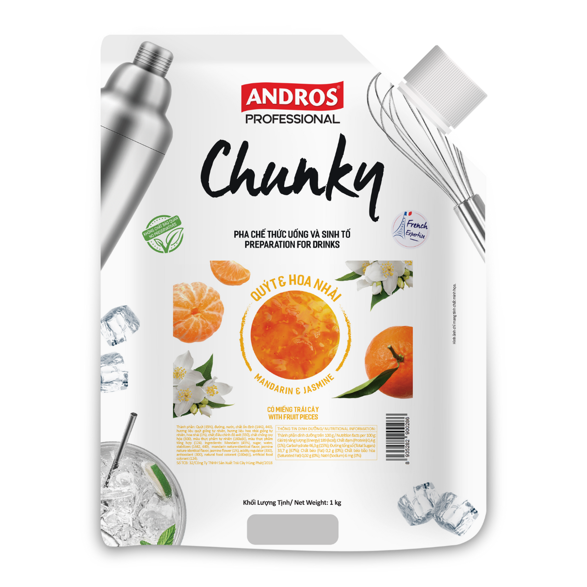 Mứt Chunky Quýt & Hoa Nhài túi 1kg - Thùng 8 túi