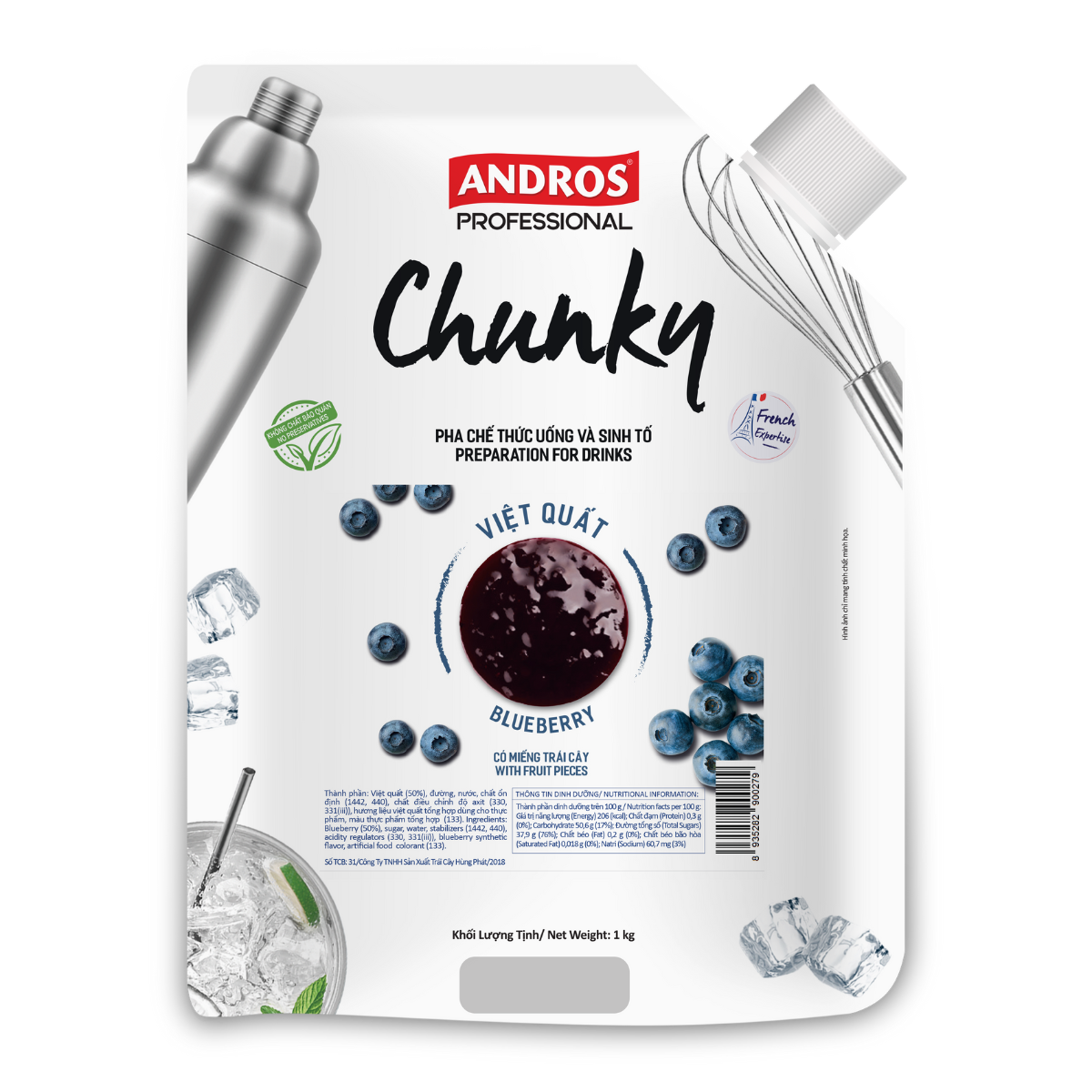 Mứt Chunky Việt Quất 1kg - Thùng 8 túi