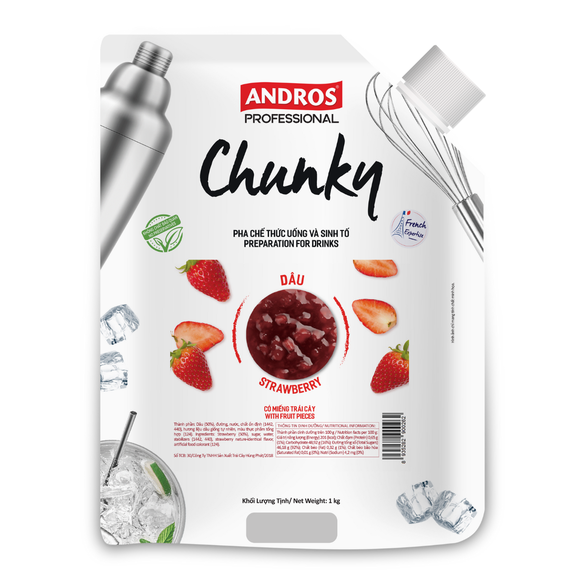 Mứt Chunky Dâu 1kg - Thùng 8 túi