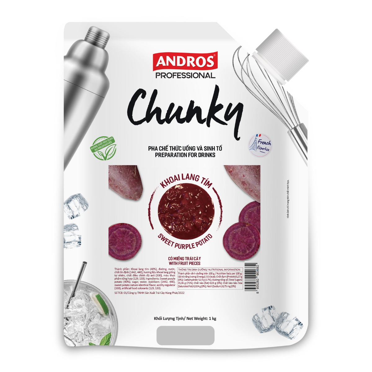 Mứt Chunky Khoai Lang Tím 1kg - Thùng 8 túi