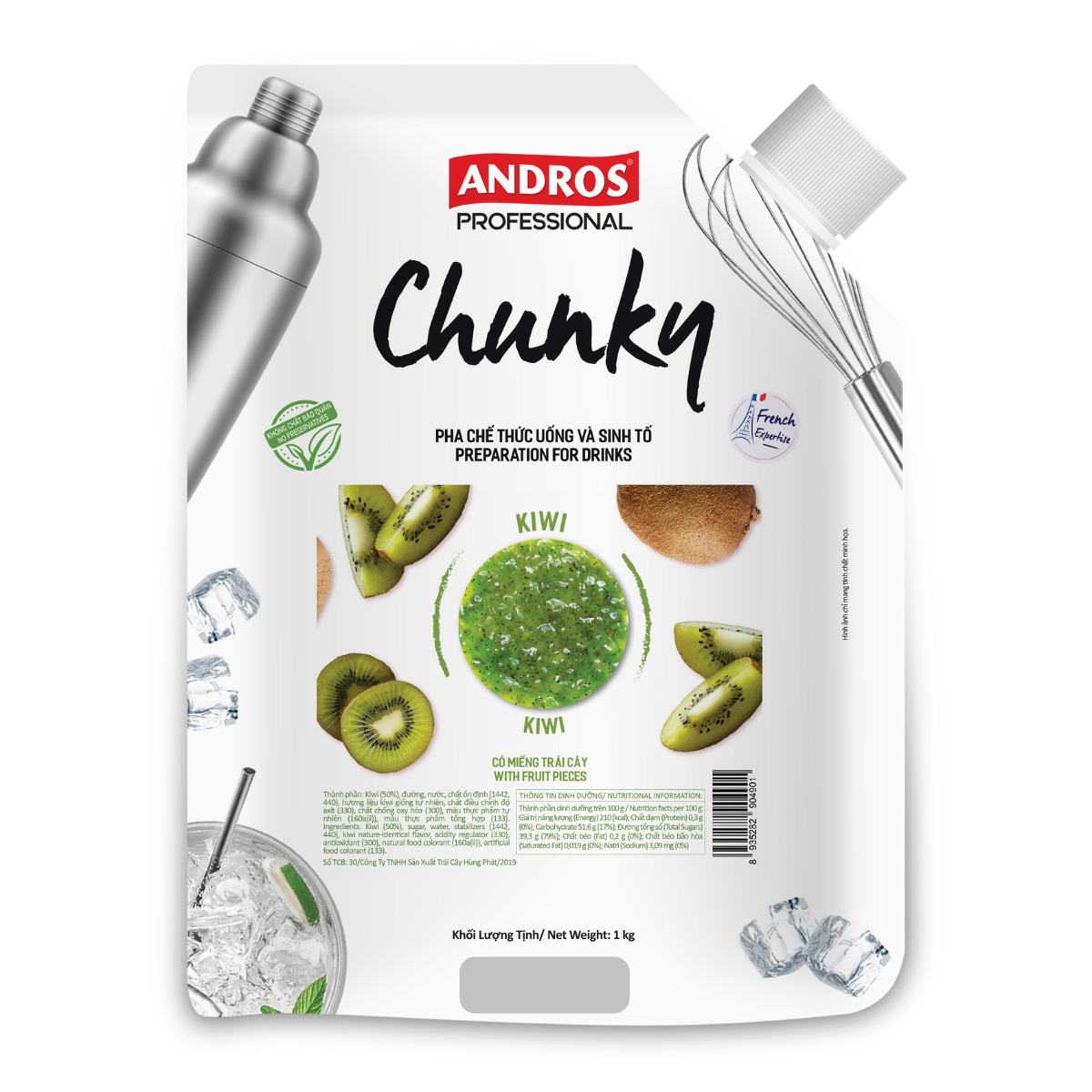 Mứt Chunky Kiwi 1kg - Thùng 8 túi