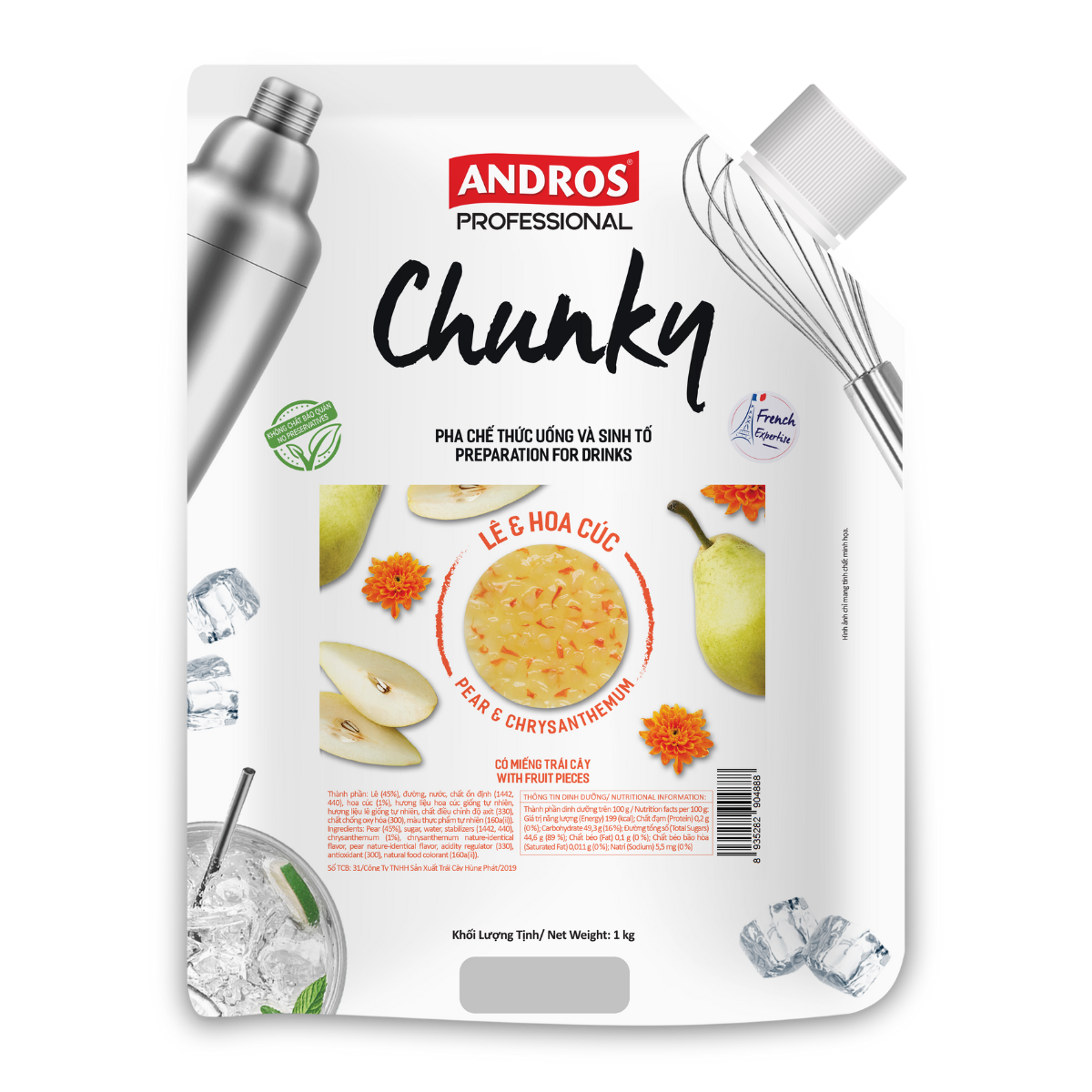 Mứt Chunky Lê - Hoa Cúc 1kg - Thùng 8 túi