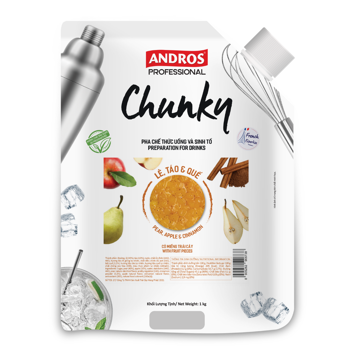 Mứt Chunky Lê - Táo Quế 1kg - Thùng 8 túi