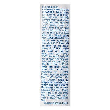 Sữa Rửa Mặt Cetaphil Dịu Lành Cho Da Nhạy Cảm 250ml (Mới)
