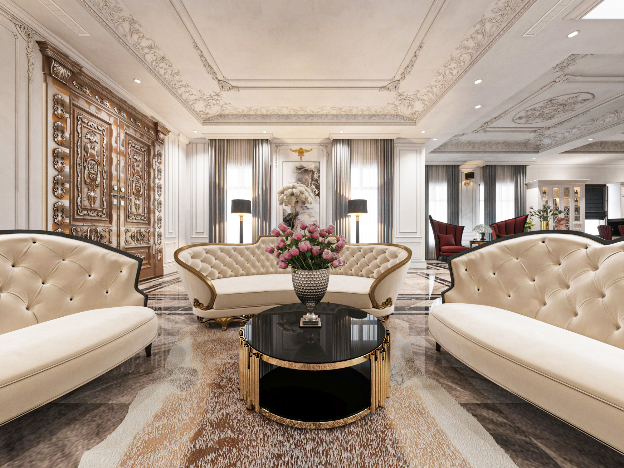 THIẾT KẾ NỘI THẤT TÂN CỔ ĐIỂN KHÁCH, BẾP BIỆT THỰ - QUẢNG NINH