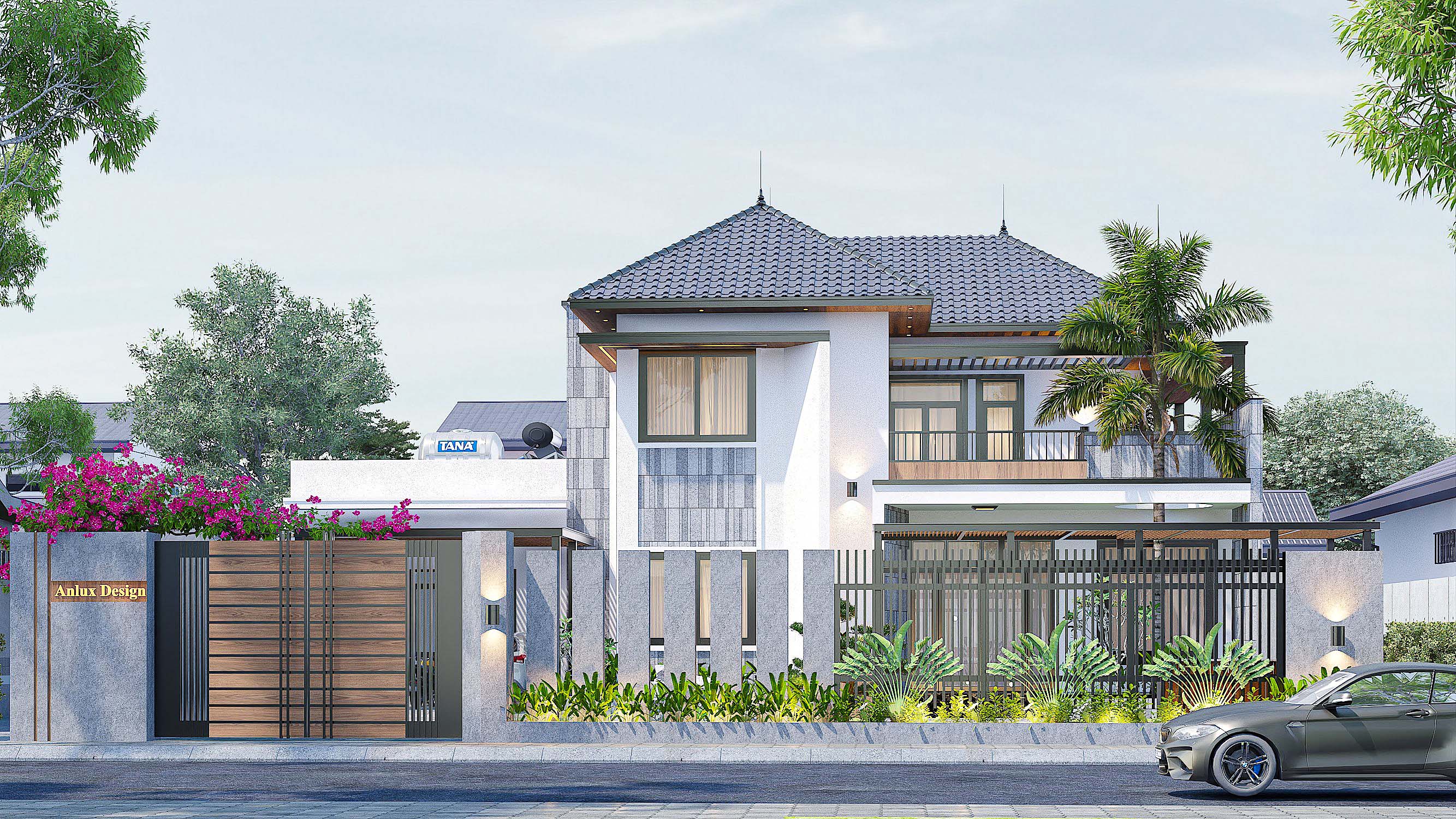 THIẾT KẾ BIỆT THỰ VƯỜN MÁI NHẬT THÁI NGUYÊN