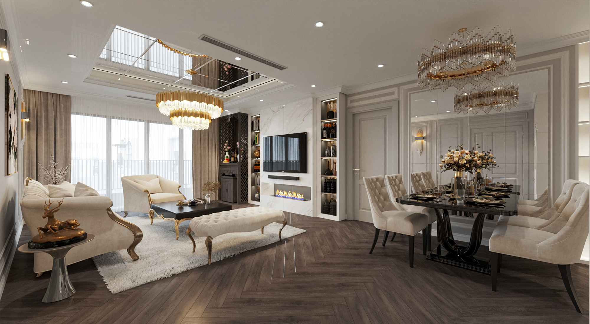 THIẾT KẾ NỘI THẤT TÂN CỔ ĐIỂN CĂN HỘ TIMES CITY - HÀ NỘI