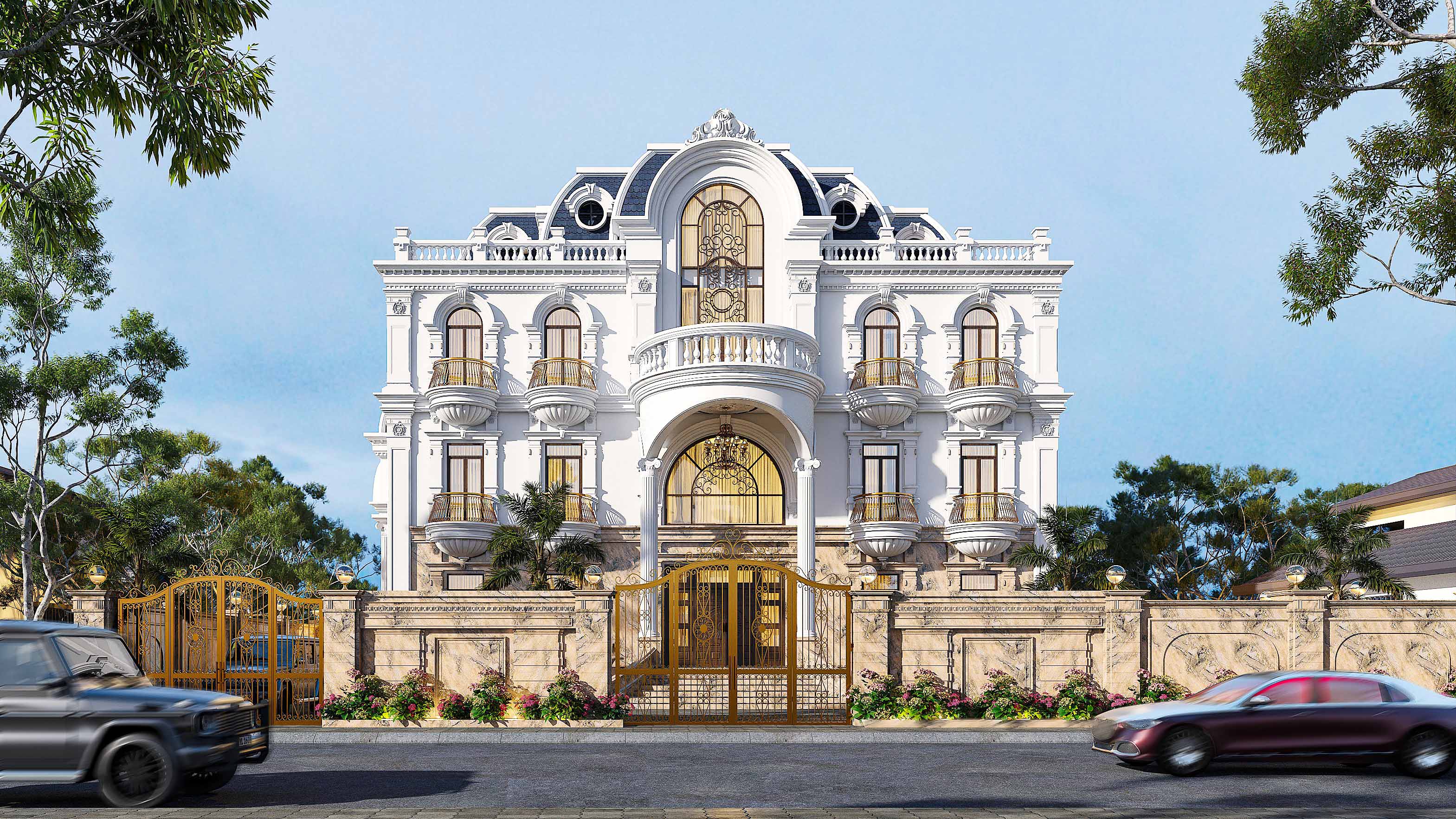 THIẾT KẾ KIẾN TRÚC BIỆT THỰ TÂN CỔ ĐIỂN ĐÔNG ANH - HÀ NỘI