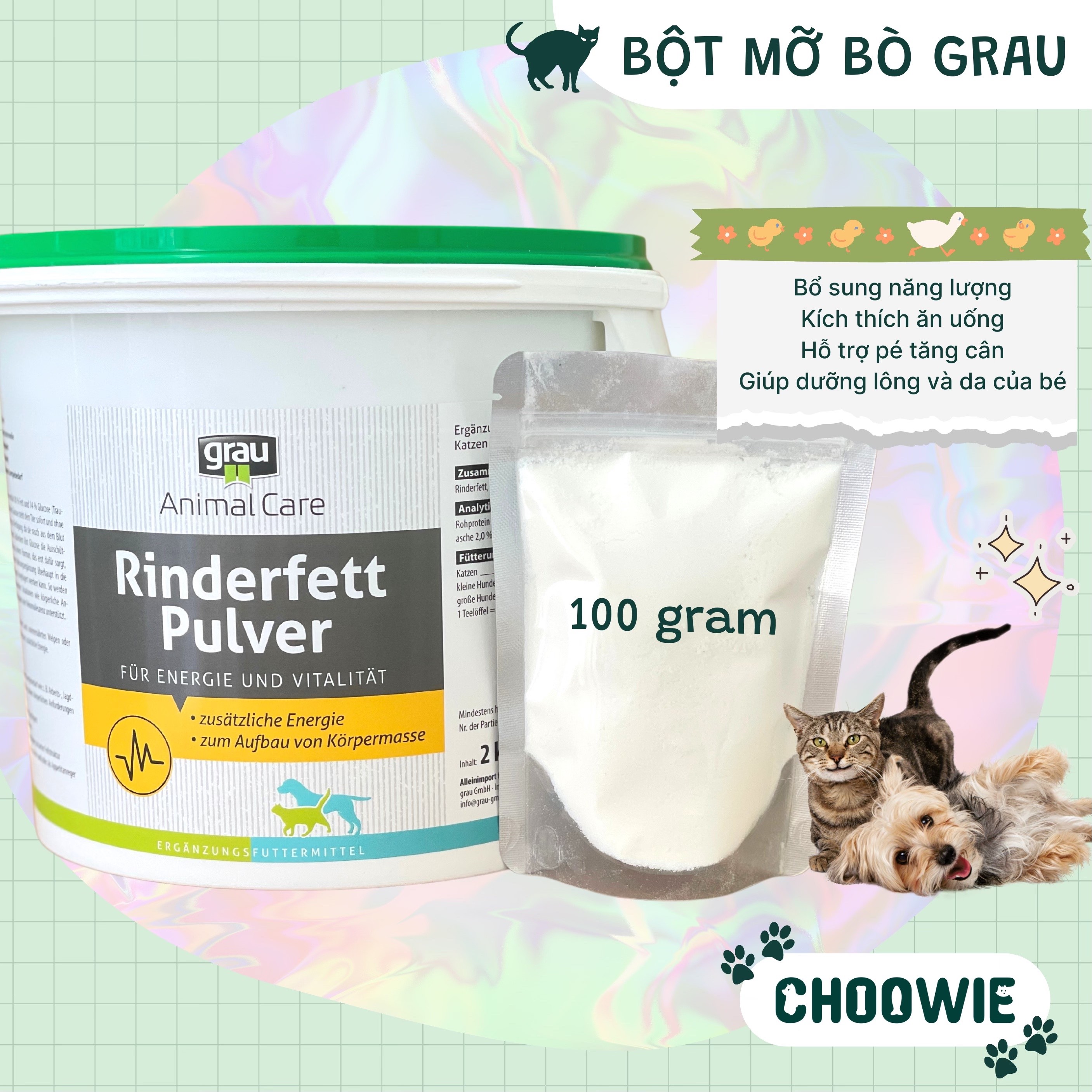 Bột mỡ bò Grau 100 gram