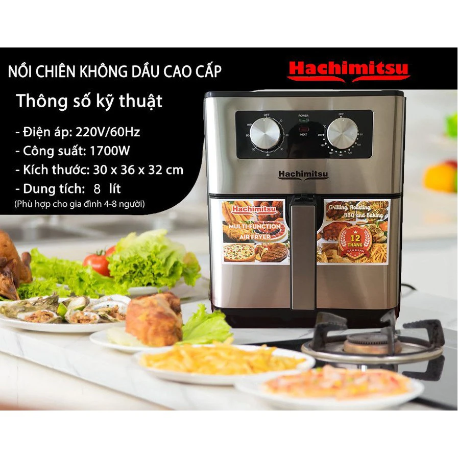 Nồi chiên không dầu Hachimitsu 8 lít HC688