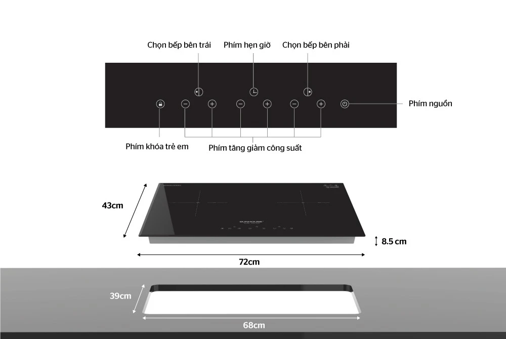 Bếp từ đôi Sunhouse SHB.DI01
