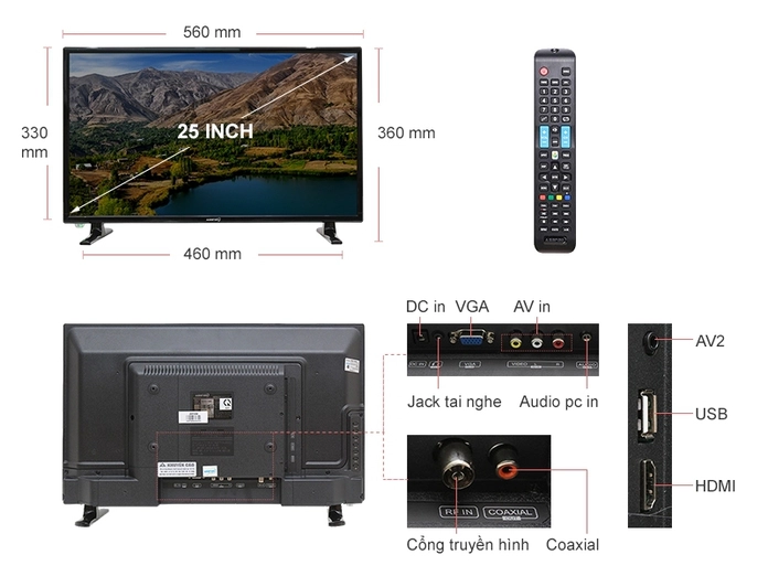 Tivi ASANZO 25in LED tích hợp đầu chảo 25T350