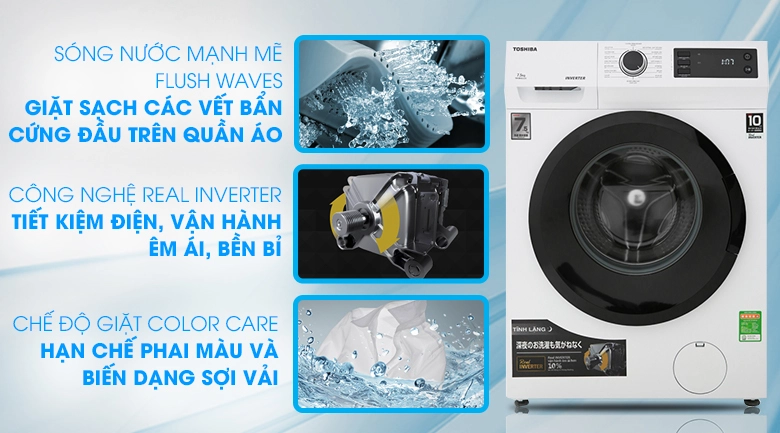 Máy giặt cửa ngang Toshiba 7,5kg trắng TW-BH85S2V(WK)