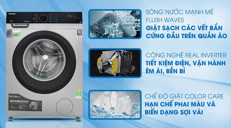 Máy giặt cửa ngang Toshiba 8,5kg xám TW-BH95M4V(SK)