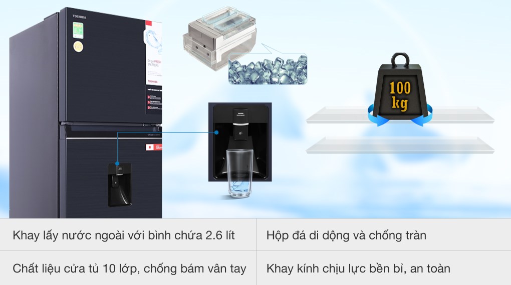 Tủ lạnh Toshiba Inverter 311 lít GR-RT395WE-PMV(06)-MG