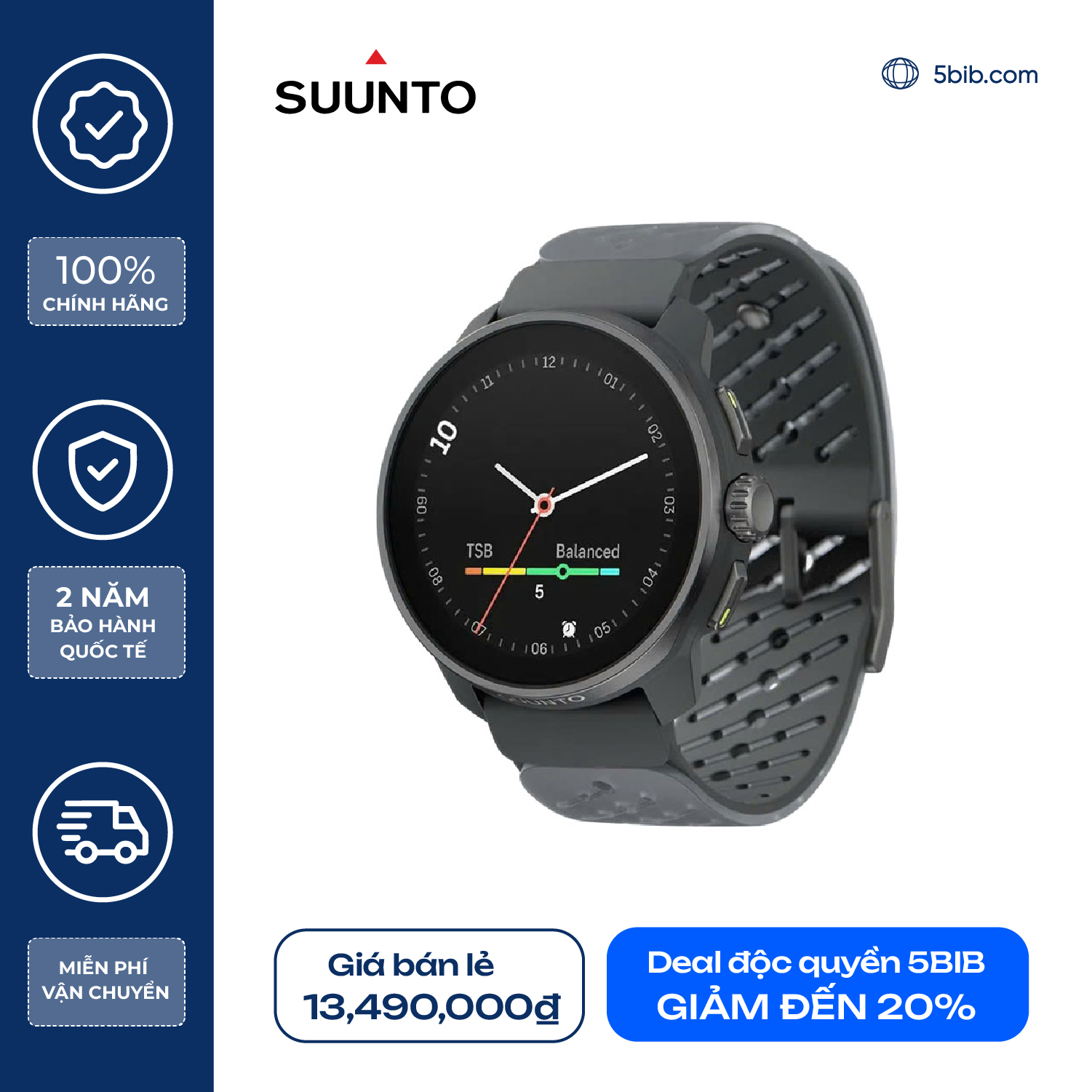 Đồng hồ thể thao GPS Suunto Race S Titanium viền Titan