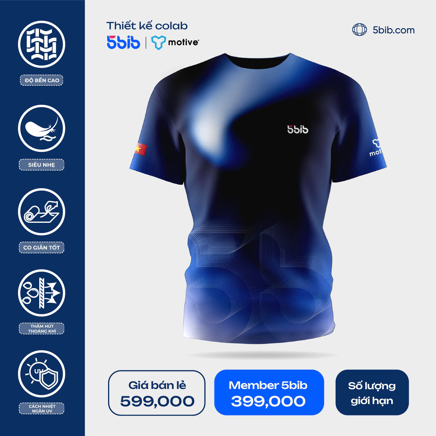 [NỮ] ÁO THUN THỂ THAO T-SHIRT 5BIB WM