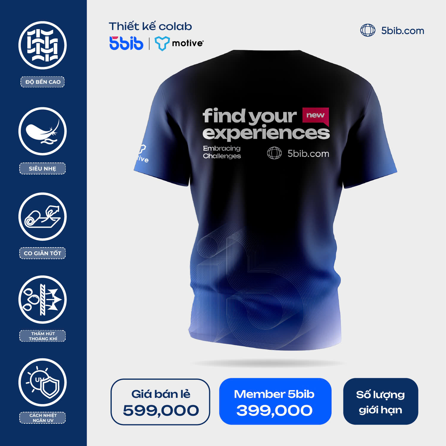 [NỮ] ÁO THUN THỂ THAO T-SHIRT 5BIB WM