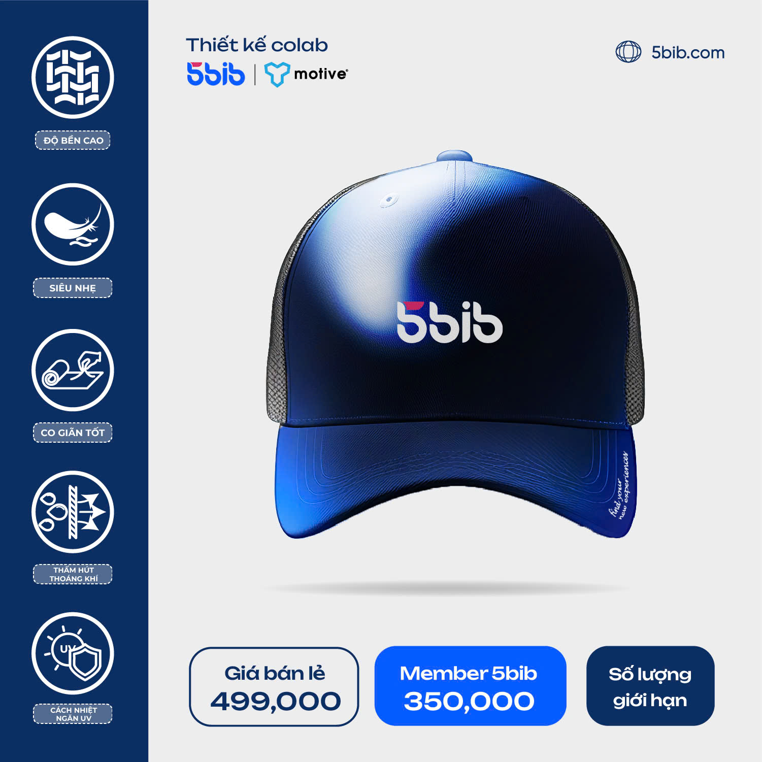 MŨ/ NÓN THỂ THAO TRUCKER CAP 5BIB